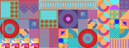 Vector flat colorful colourful geometric shapes background