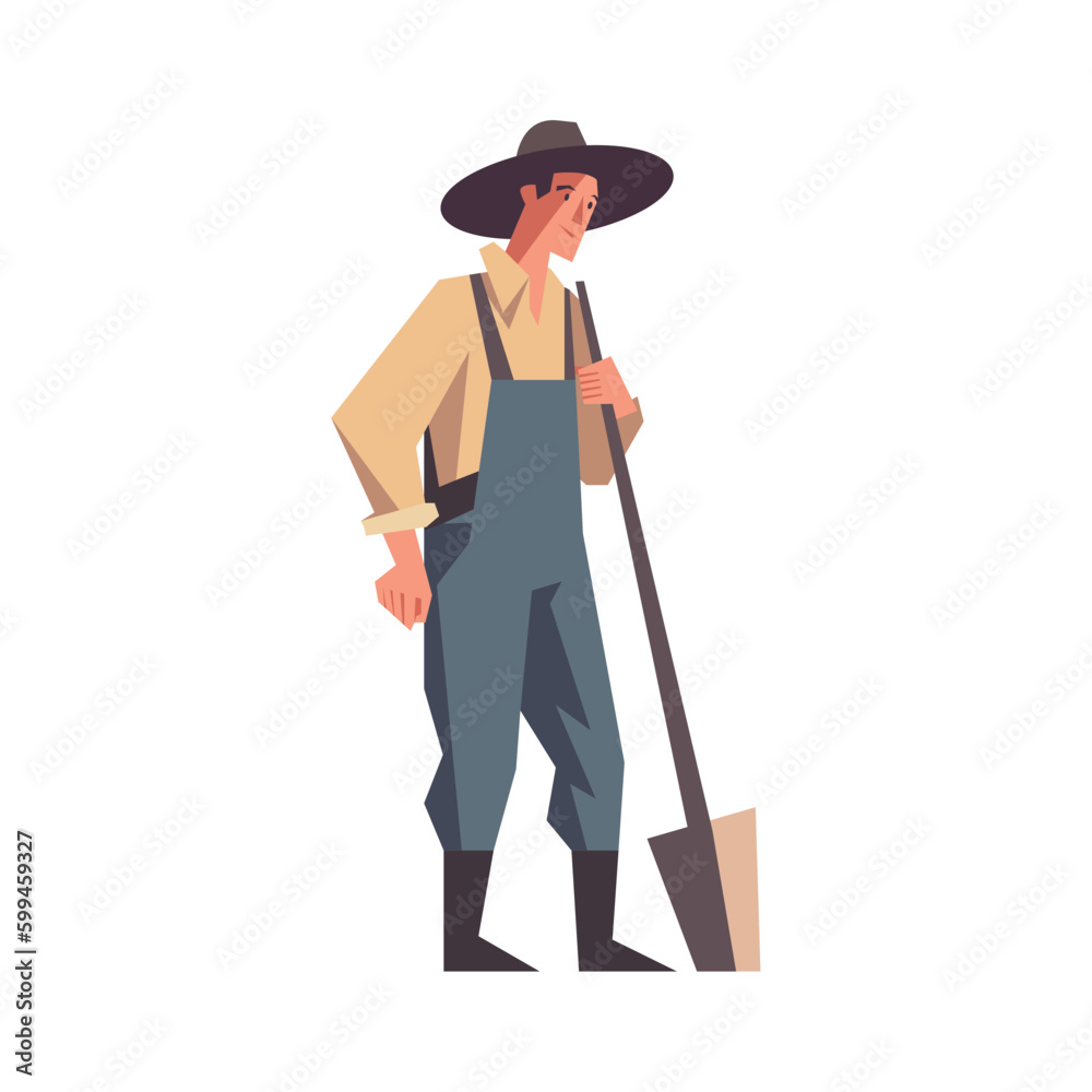 Farm worker using gardening equipment in nature Farm worker using gardening equipment in nature