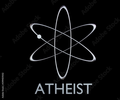 Isolated atheist symbol in the black background 3d rendering photo