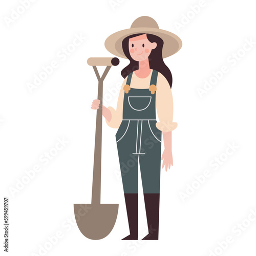 Organic farmer working with gardening equipment