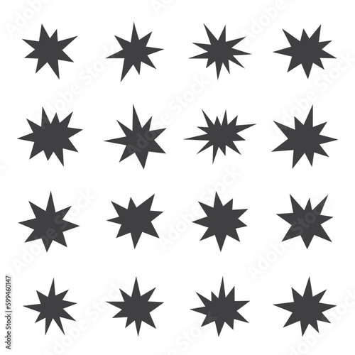 Set of comic splash, explosion, burst, bang, blast, shine, star vector.