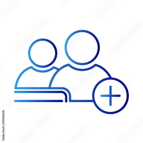 Join team business icon with blue gradient outline style. people, hand, connection, sign, strategy, unity, support. Vector Illustration