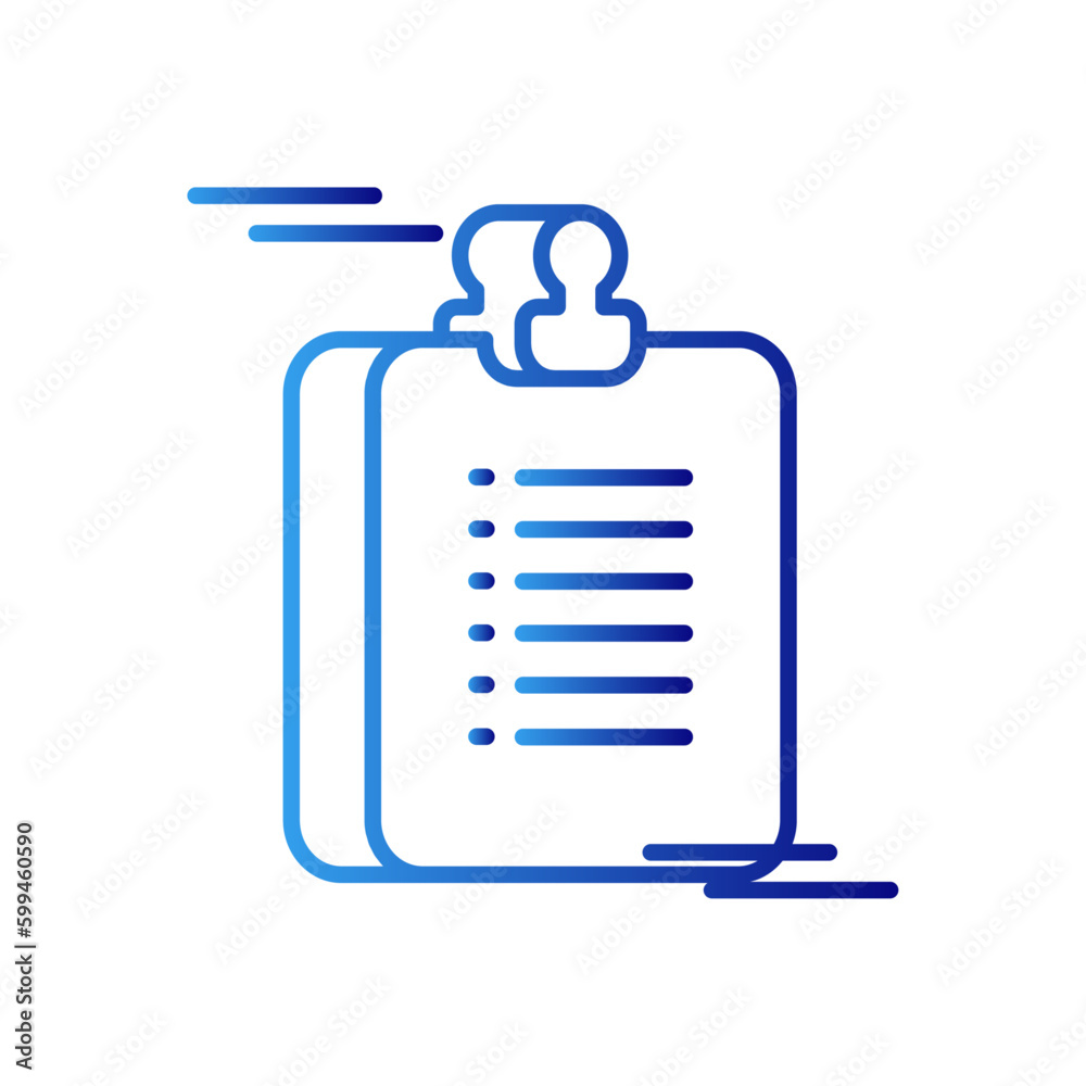 List business icon with blue gradient outline style. form, tick, agreement, note, clipboard, board, design. Vector Illustration List business icon with blue gradient outline style. form, tick, agreement, note, clipboard, board, design. Vector Illustration