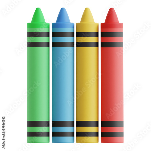A 3D crayon illustration for art or creativity themes
