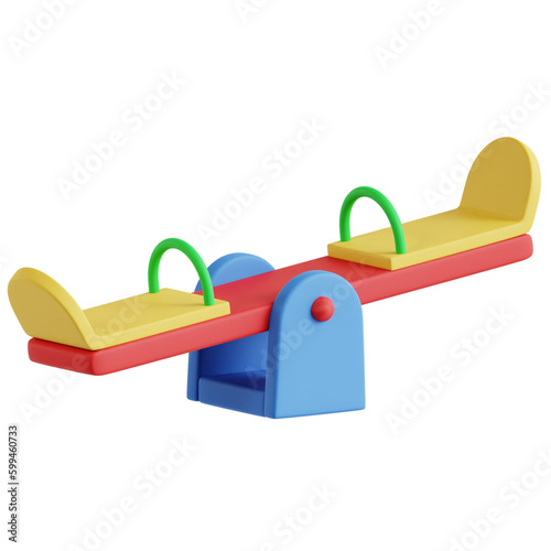 A 3D seesaw illustration for play or balance themes