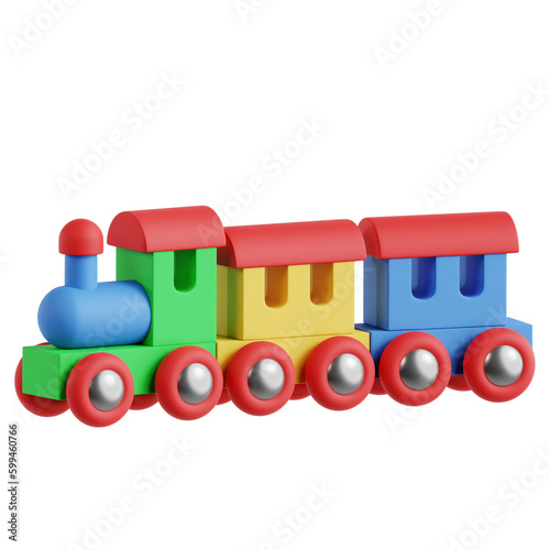 A 3D train toy illustration for play or transportation themes