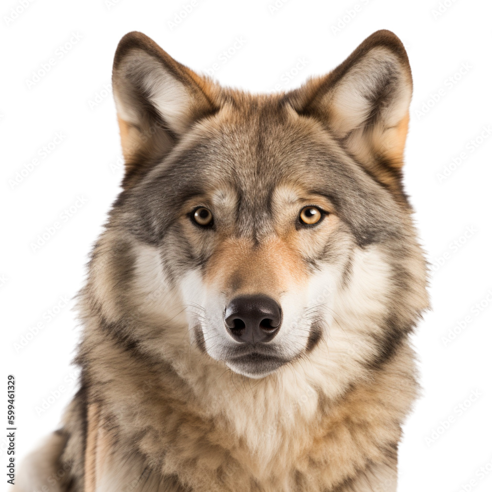 Wolf isolated on transparent background, Generative AI
