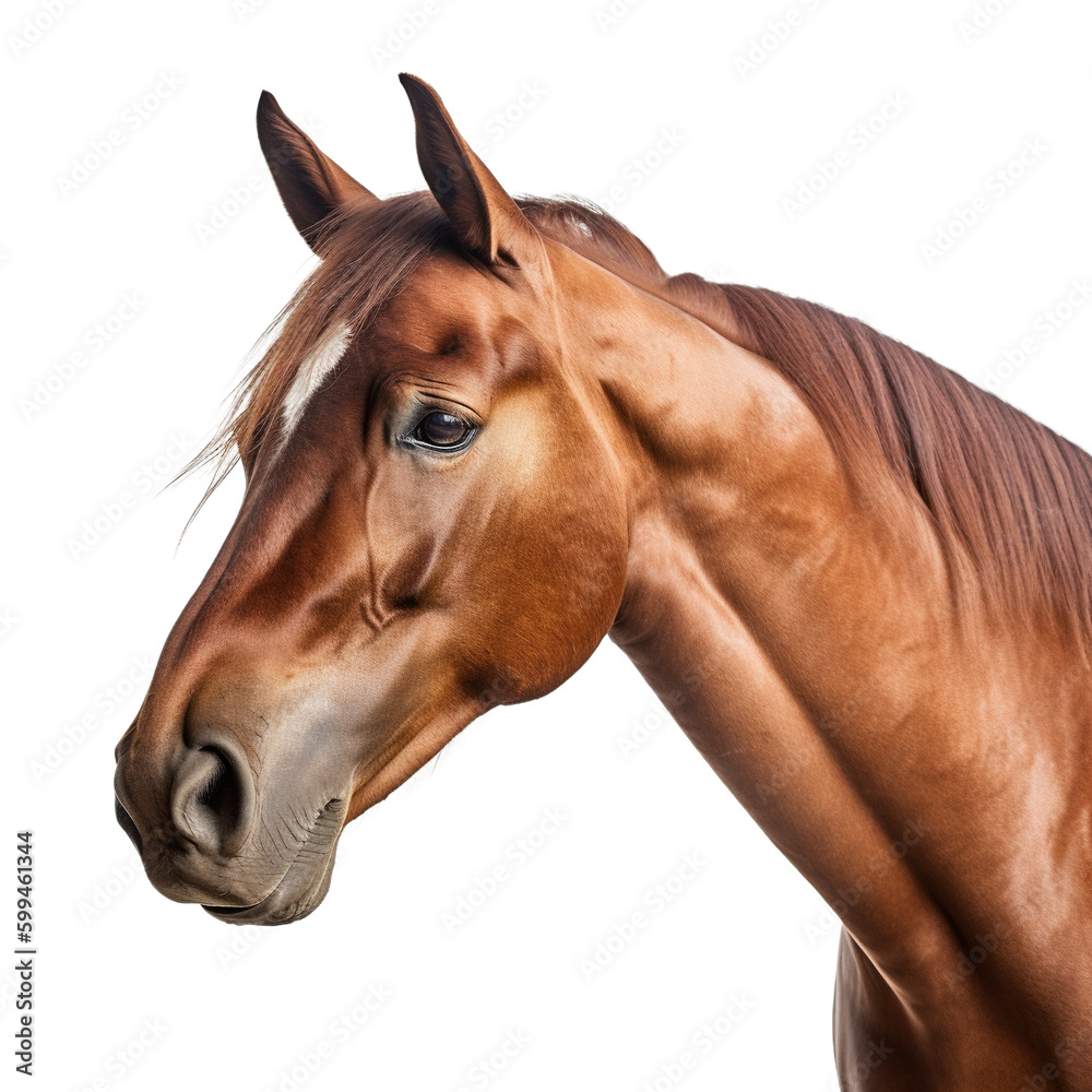 Horse head isolated on transparent background, Generative AI Horse head isolated on transparent background, Generative AI