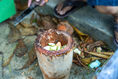 a typical Sundanese snack called rujak mash or rujak bebek