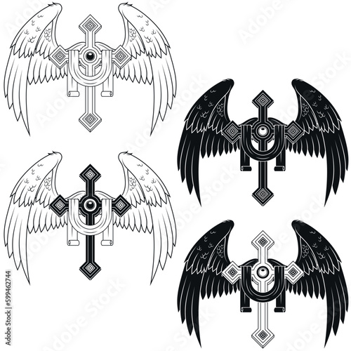 winged christian cross vector design