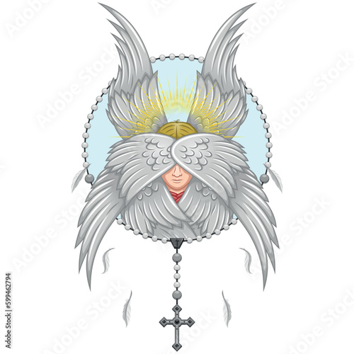Praying hands with christian rosary