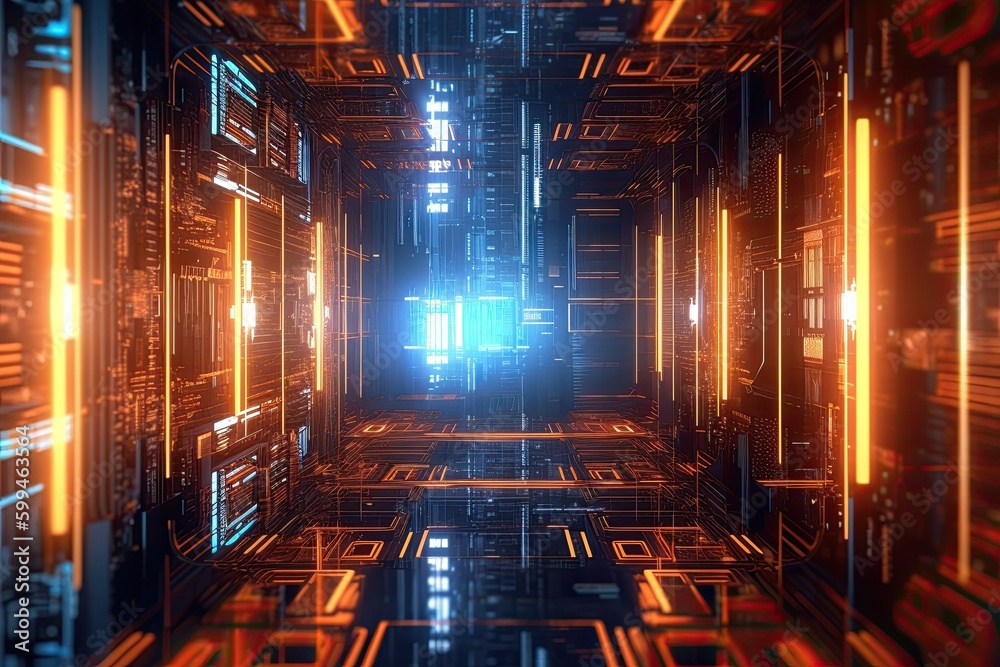 Abstract sci-fi background material,technology neon background
