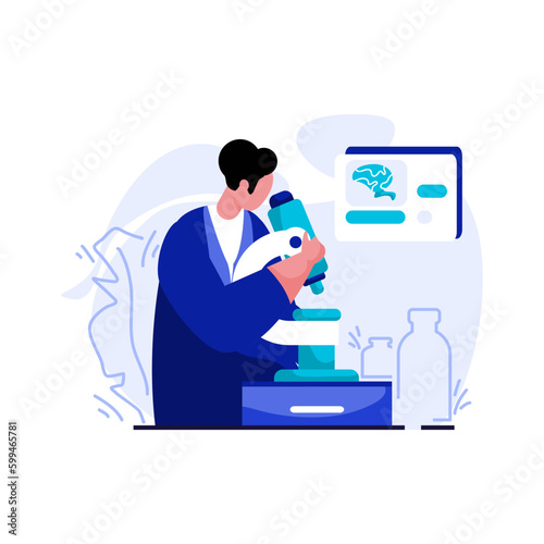 Medical Laboratory Manager Flat Illustration Minimalist of Key Employees Healthcare Industry. Modern vector concepts for web page website development, mobile app