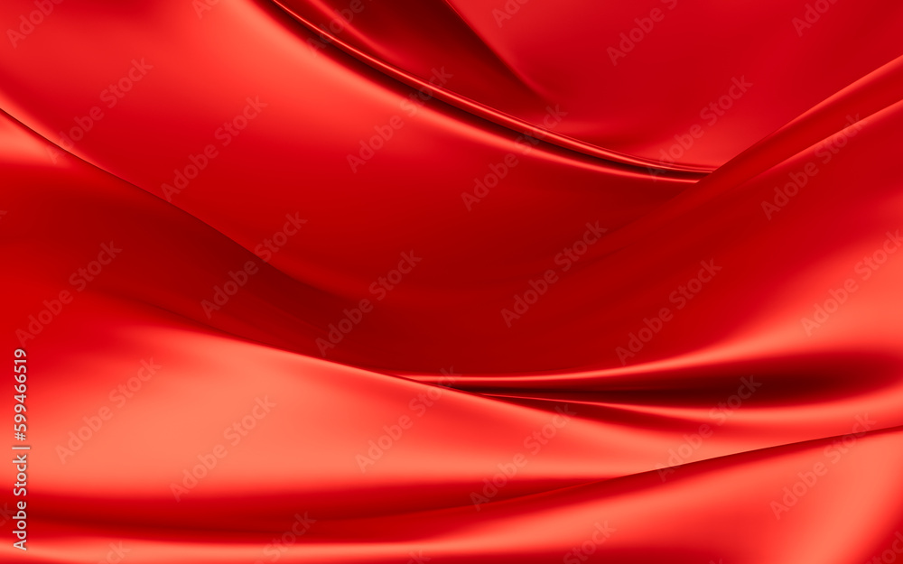 Abstract red fabric silk texture background, 3d rendering.
