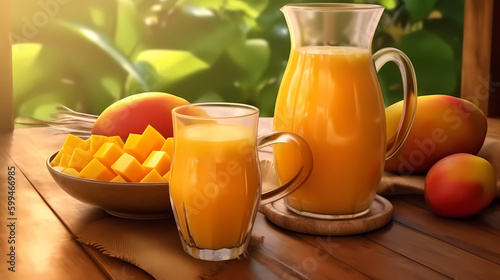 A glass of fresh mango juice 