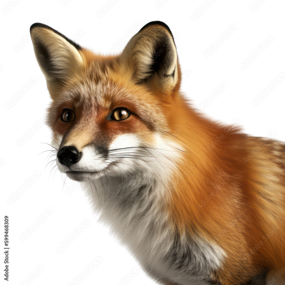 Fox isolated on white, transparent background, PNG, generative ai Fox isolated on white, transparent background, PNG, generative ai