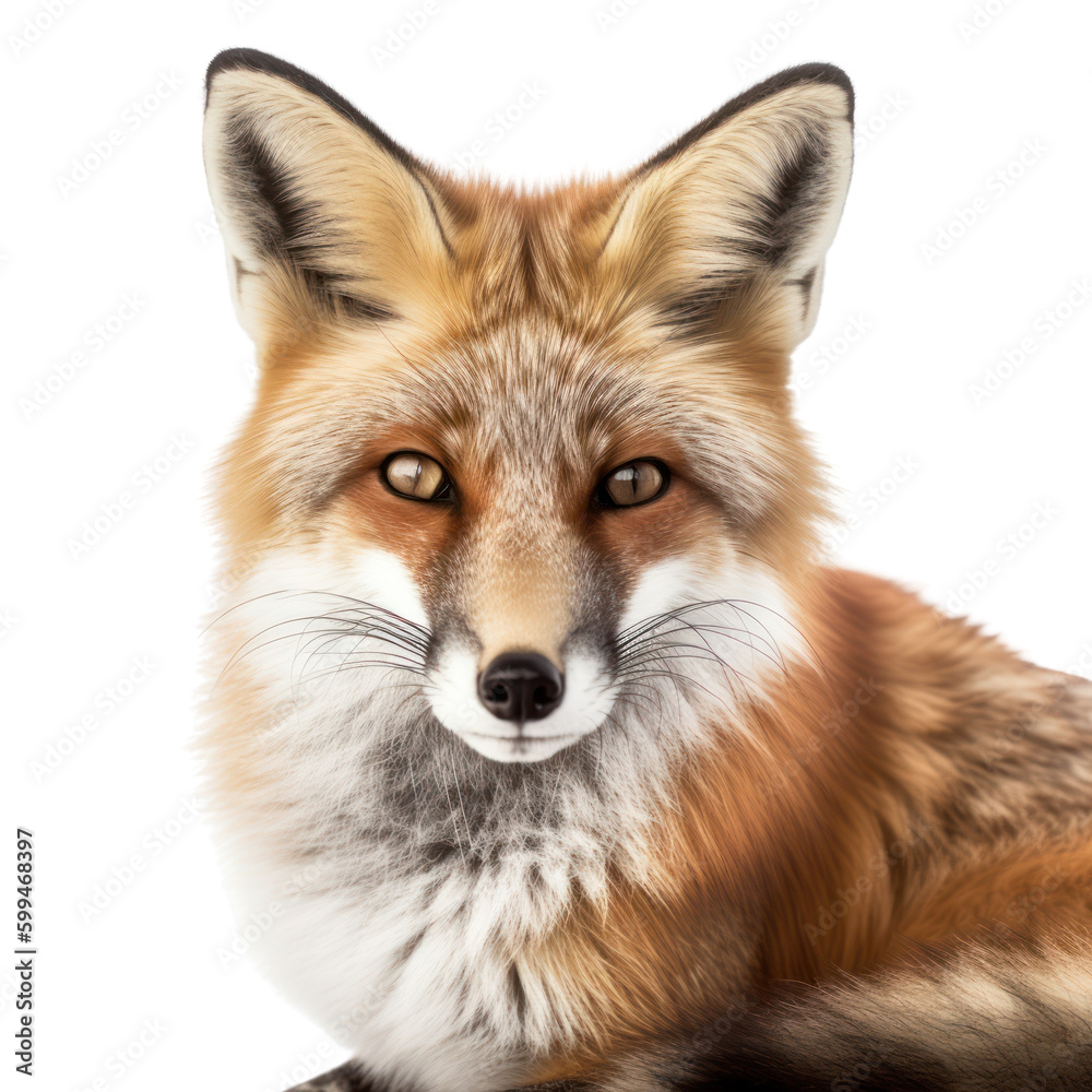 Fox isolated on white, transparent background, PNG, generative ai Fox isolated on white, transparent background, PNG, generative ai