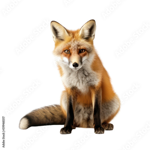 Fox isolated on white, transparent background, PNG, generative ai