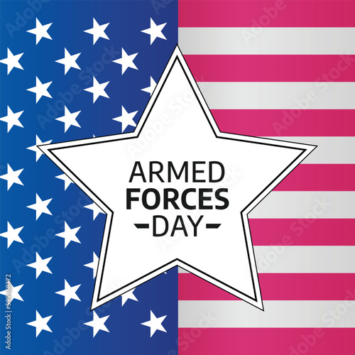 Armed Forces Day design template for greeting or celebration. Armed Forces Day vector illustration with flag and stars. flat vector design for Armed Forces Day.