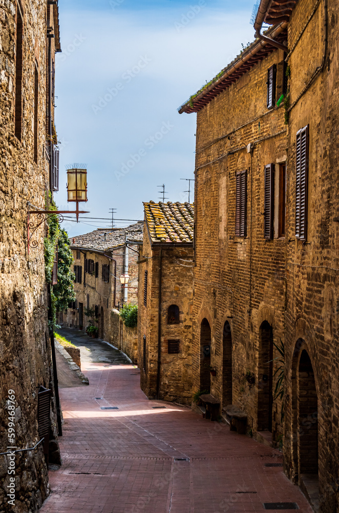 historic buildings at the old town of San Gimignano in italy