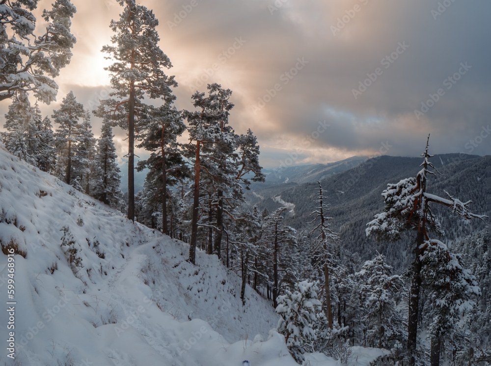 Bavarian Mountain hike to the Herzogstand peak with snow and sun Bavarian Mountain hike to the Herzogstand peak with snow and sun