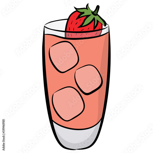 A glass of fizzy drink, tropical juice icon 
