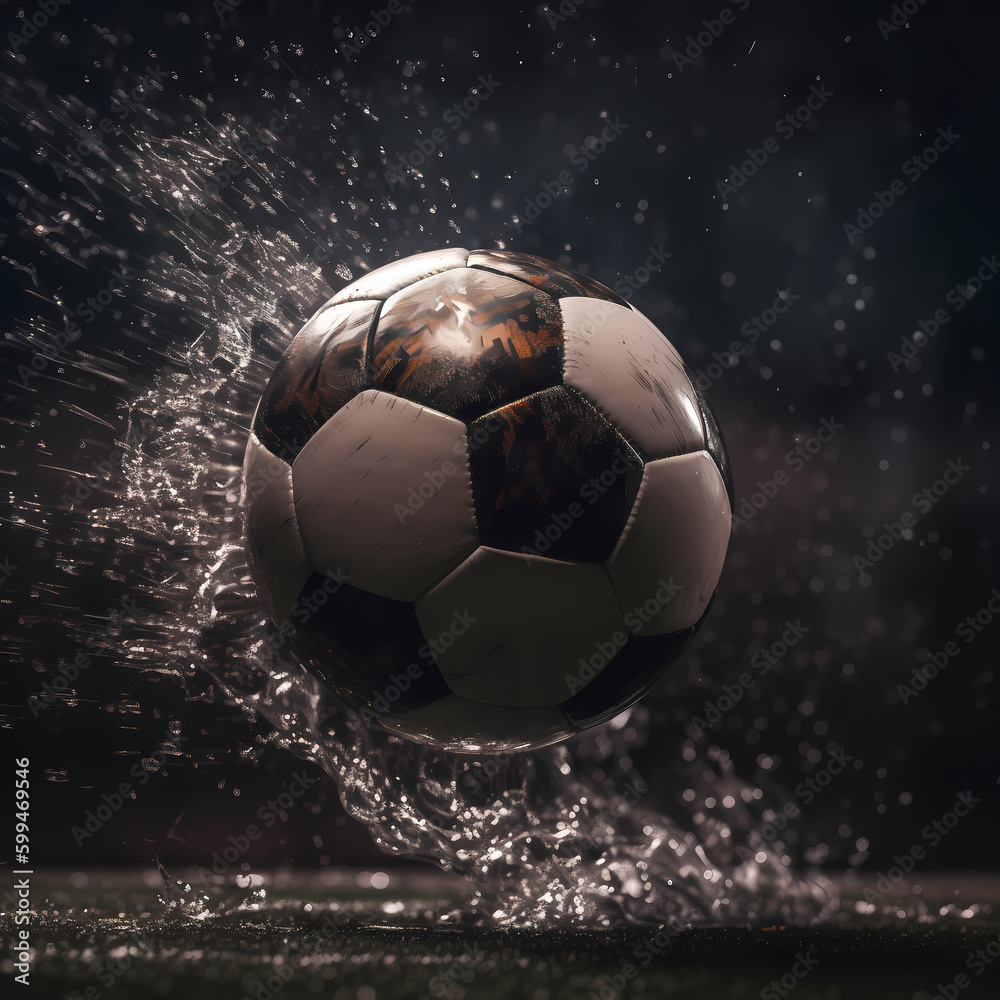 Fototapeta premium Soccer ball flying . Generative AI