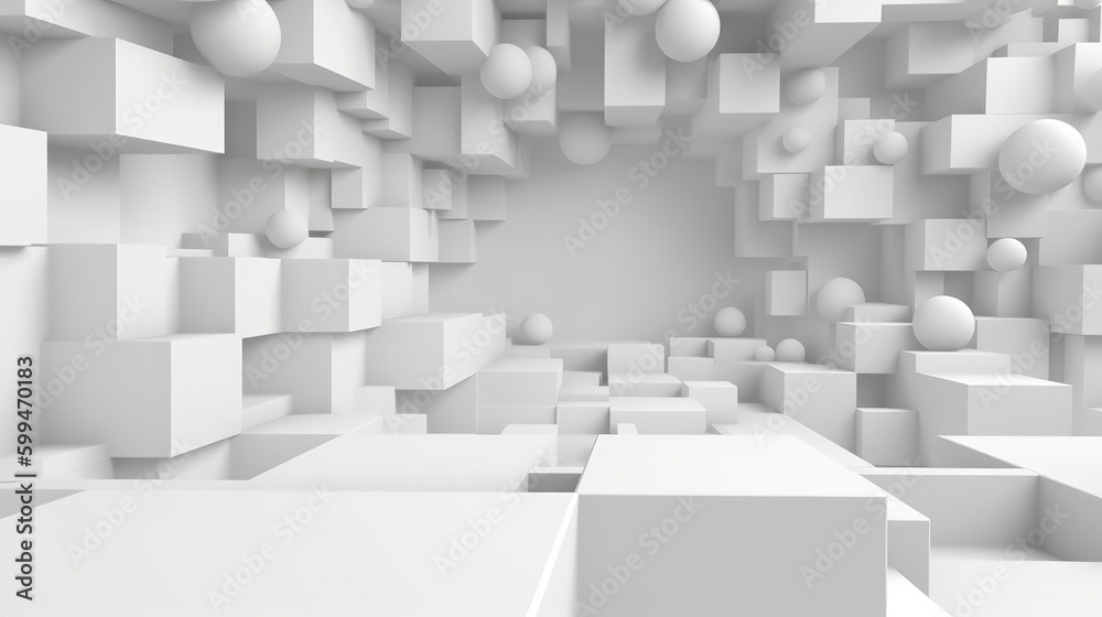 Abstract white futuristic modern background. 3D Polygonal Volumes. Generative AI. Abstract white futuristic modern background. 3D Polygonal Volumes. Generative AI.