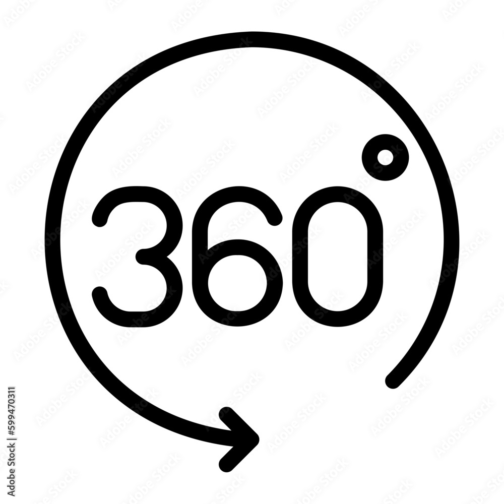 360 degrees line icon 360 degrees line icon