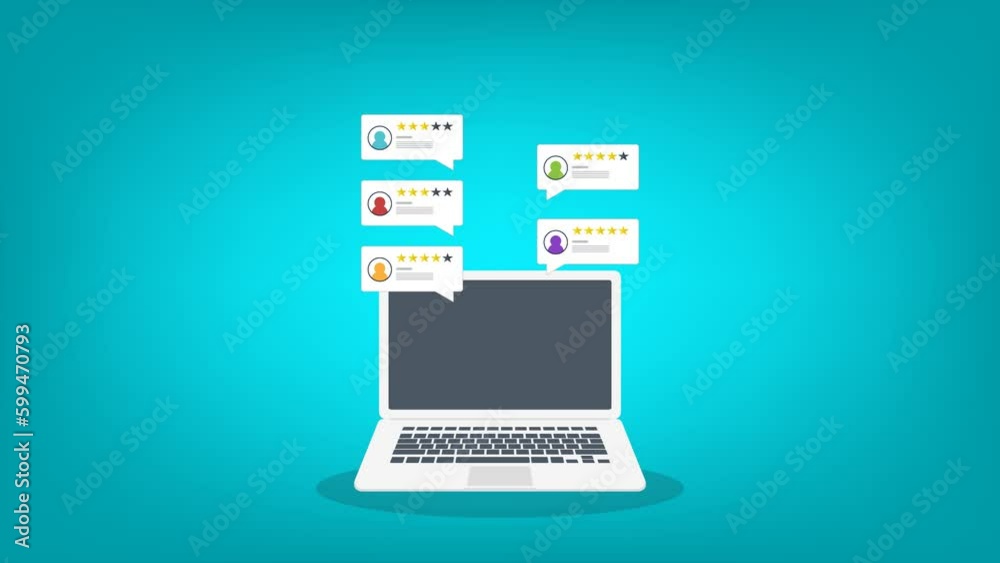 Review rating online on a laptop. Customer feedback testimonials. Digital reviews stars with good and bad rate experience. Review rating online on a laptop. Customer feedback testimonials. Digital reviews stars with good and bad rate experience.