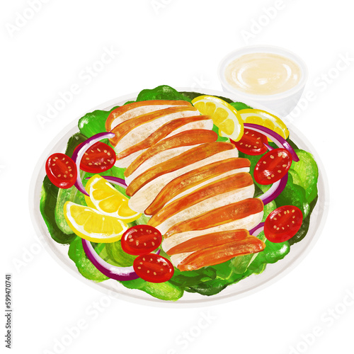 Grilled Chicken Breast Salad, Chicken Salad, with Dressing