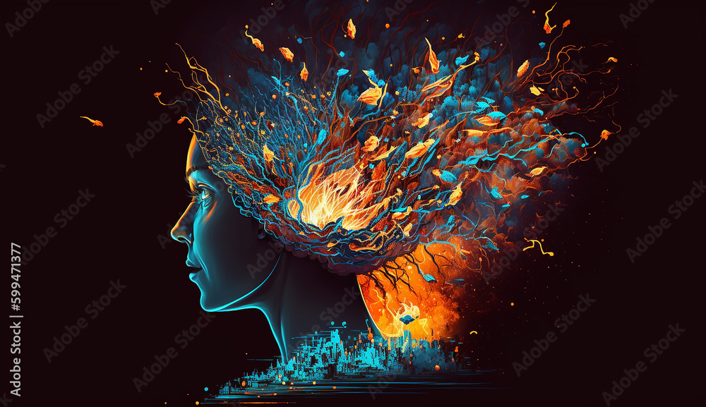 beautiful woman illustration of annual collective mind concept art ...