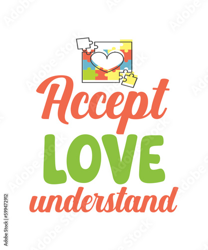 Autism isolated typography design