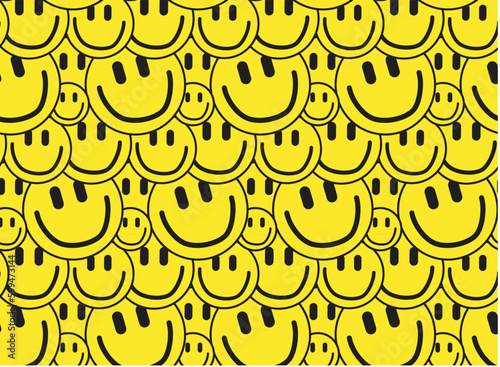 Smile Seamless Pattern Vector . Y2k Background. 