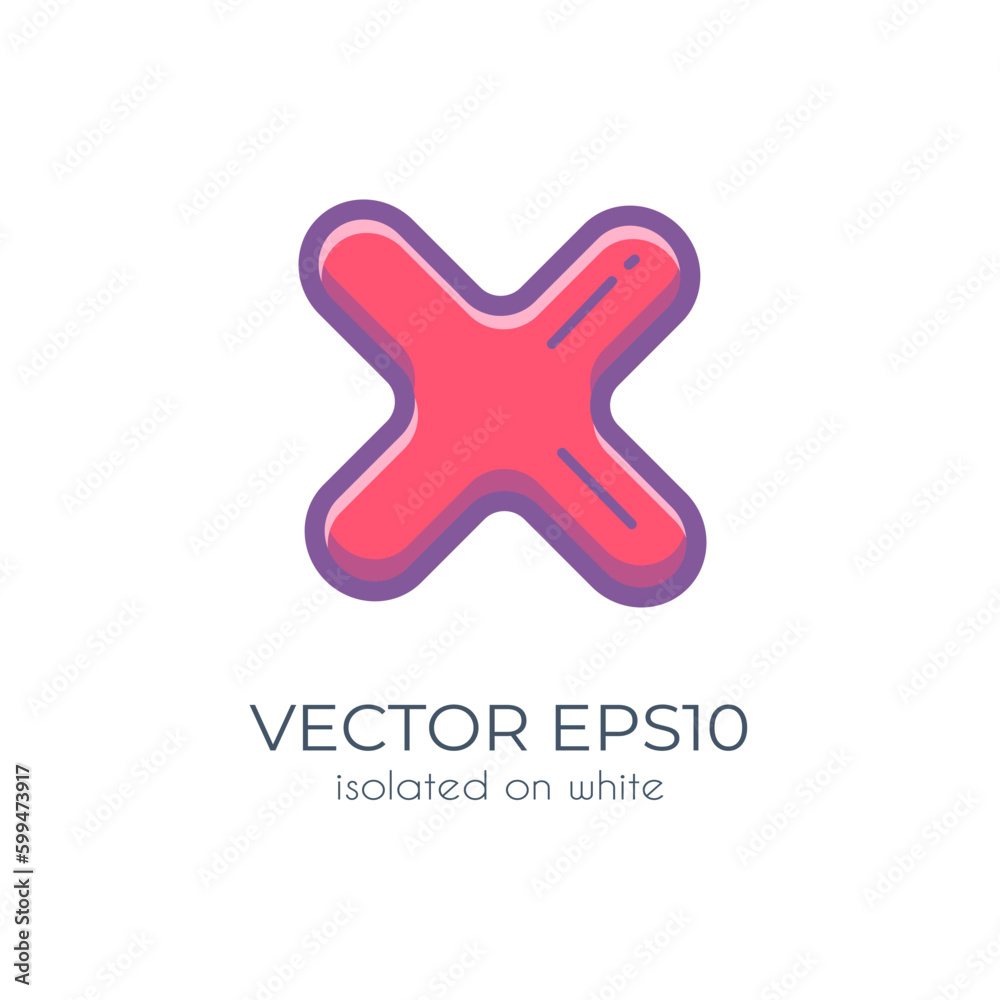 Fototapeta premium Cute colorful cross mark isolated on white