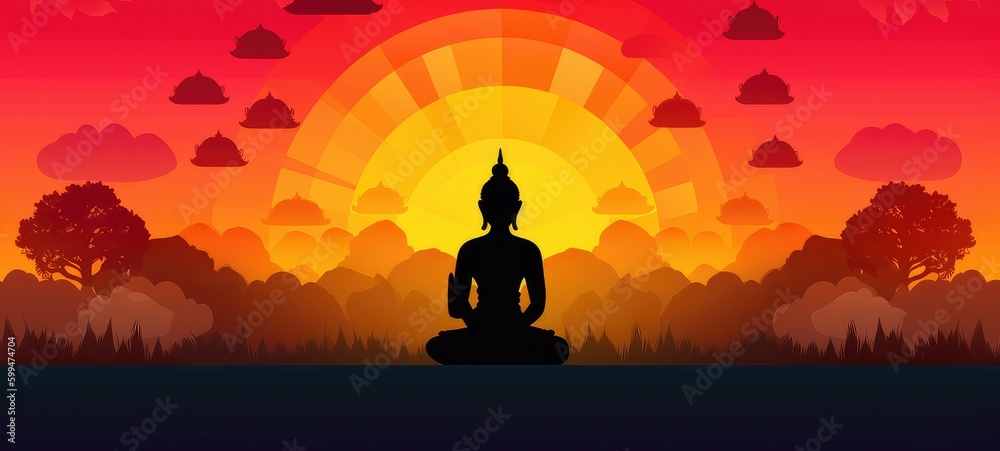 Fototapeta premium vesak day budha statue purnima with generative ai
