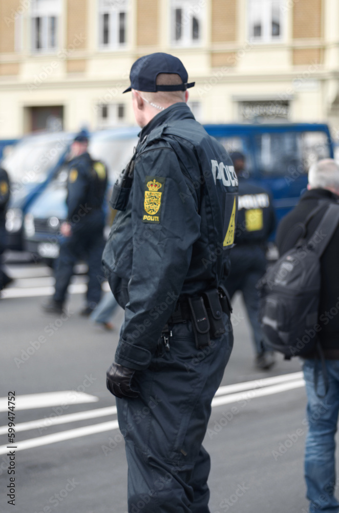 Law enforcement, protection and security with policeman in street for peace, safety and authority. Emergency services, justice and guard with male person in city for help, order and arrest