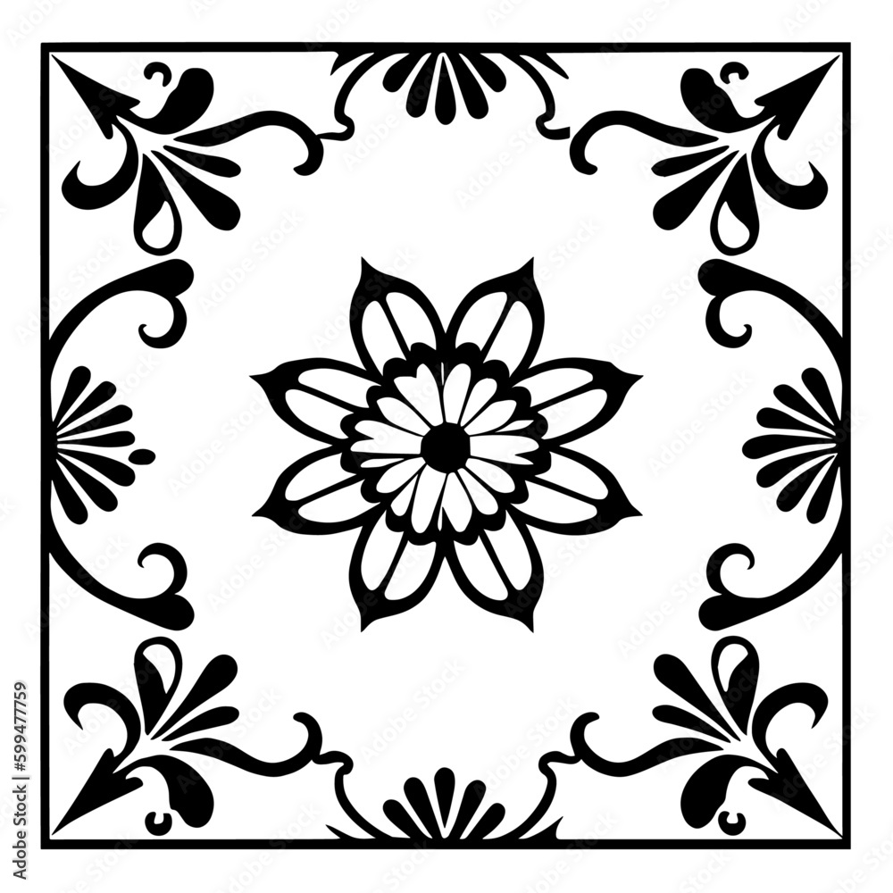 Obraz premium Flower clipart vector design black and white