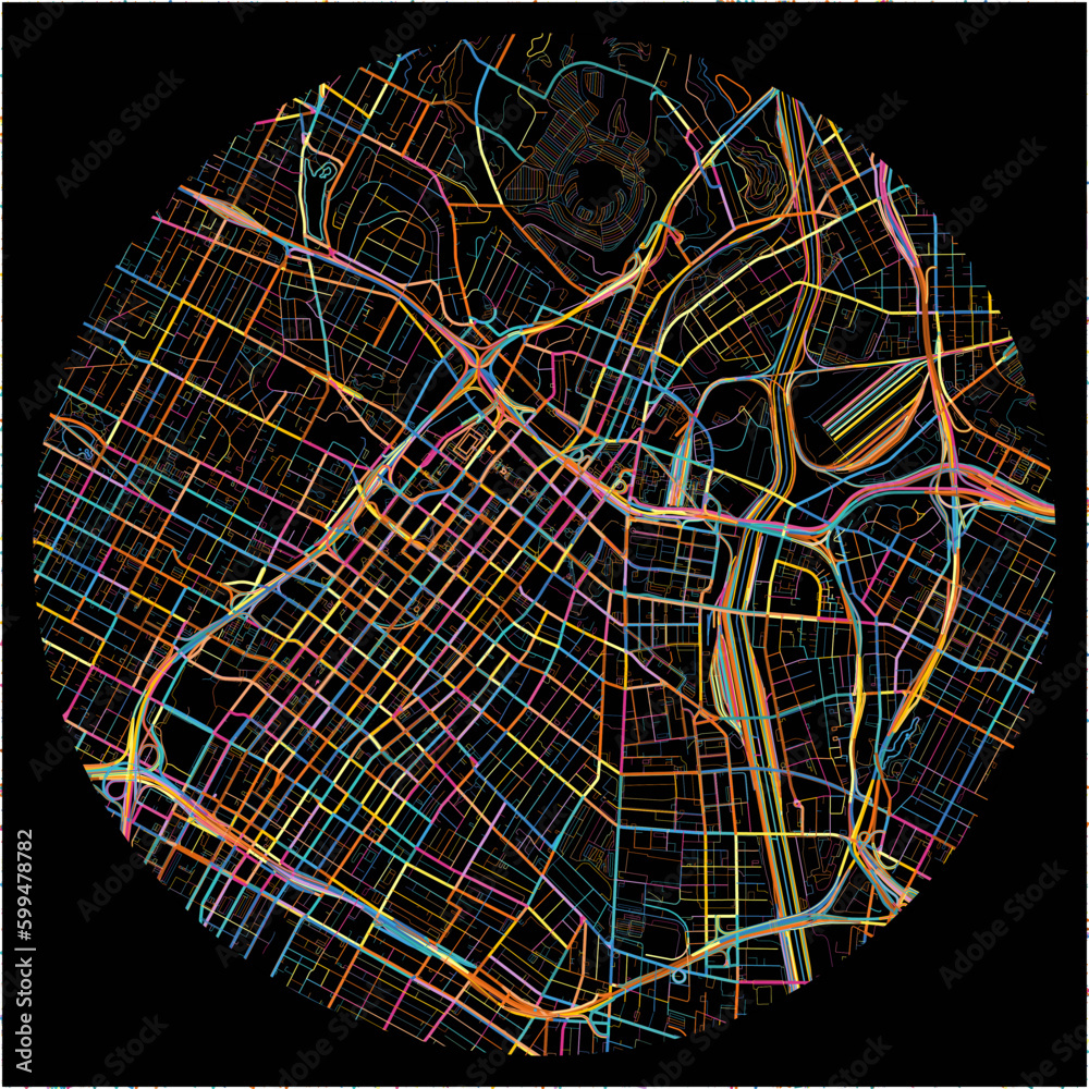 Colorful Map of LosAngeles, California with all major and minor roads.
