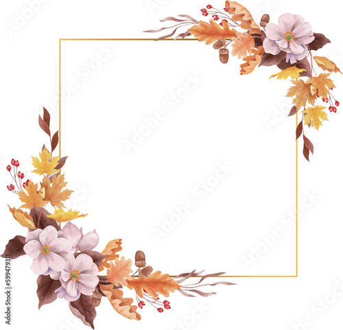 Autumn floral square frame