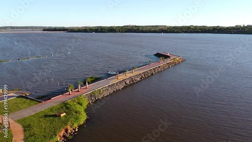 Wallpaper Mural A scenic panoramic outlook of the river is encompassed by tree-covered banks and highlighted by a stunning natural dock that extends deep into the water. Torontodigital.ca