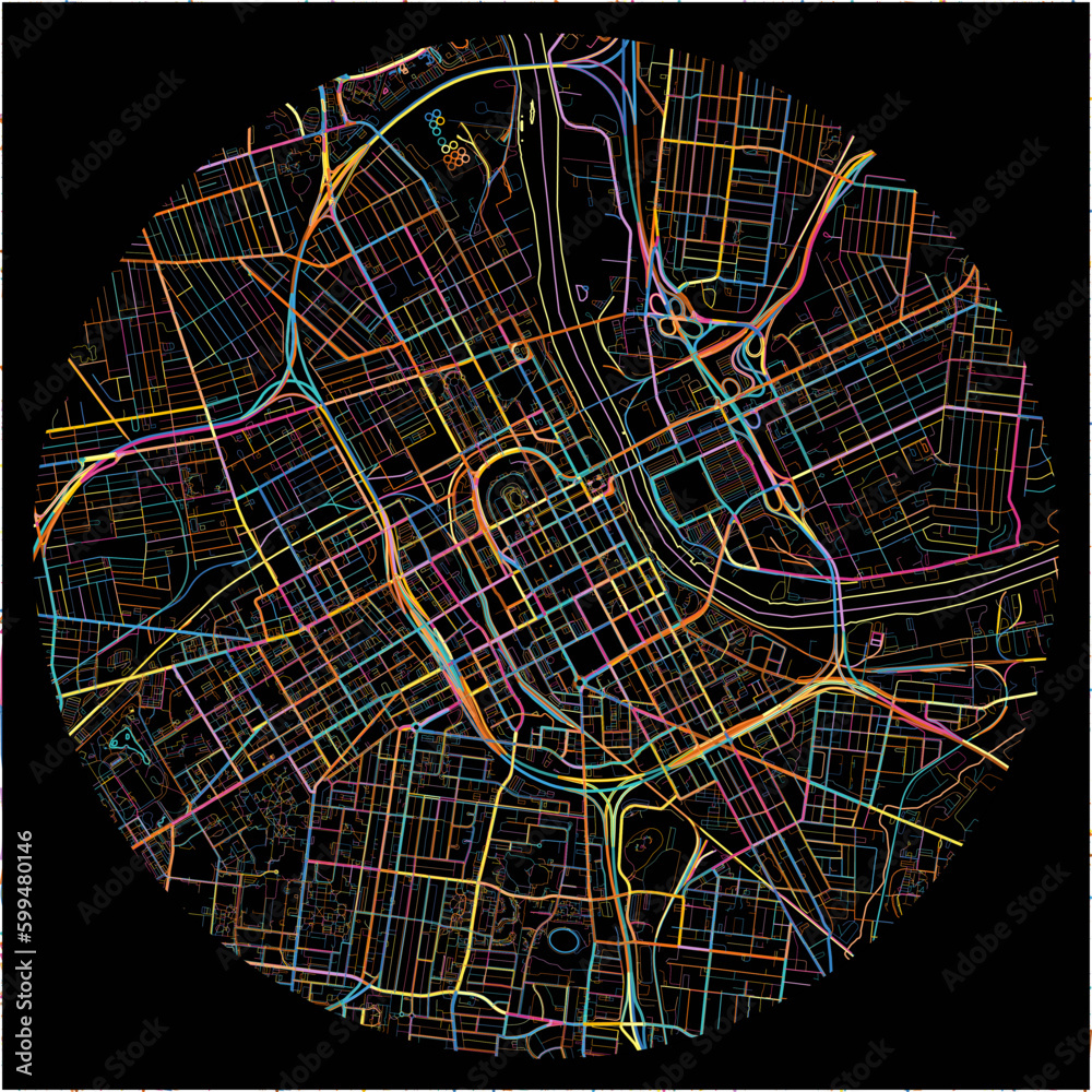 Colorful Map of Nashville, Tennessee with all major and minor roads ...
