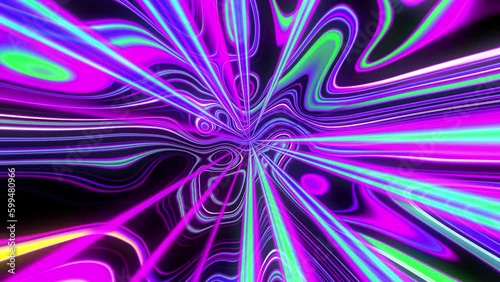 psychedelic light rays in trippy dimension background loop photo