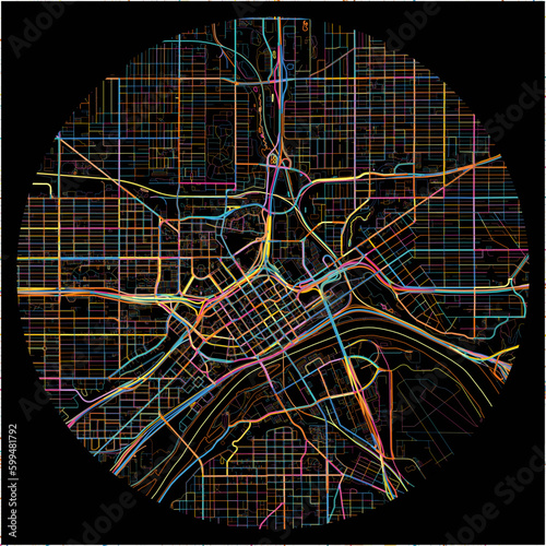 Colorful Map of SaintPaul, Minnesota with all major and minor roads.