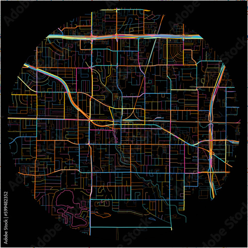 Colorful Map of Irving, Texas with all major and minor roads.