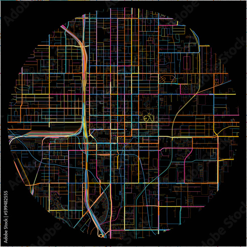 Colorful Map of SanBernardino, California with all major and minor roads.