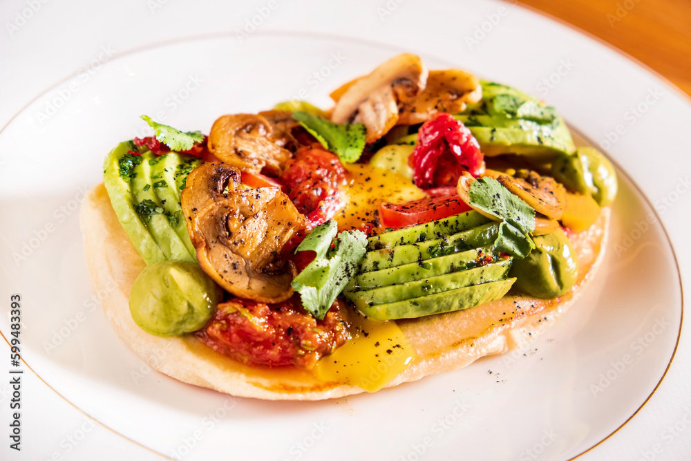 gourmet pancake with vegetables and sauce gourmet pancake with vegetables and sauce