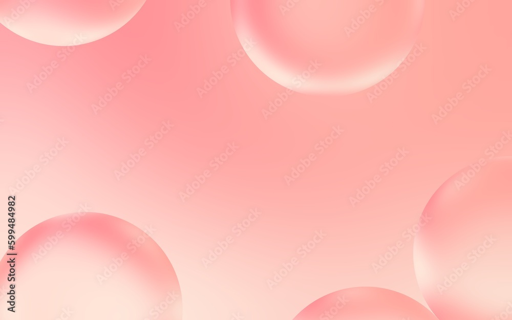 Beautiful 3D peach water bubble background. 3D illustration of transparent bubble drops on smooth peach gradient background. Smooth peach water bubbles. 