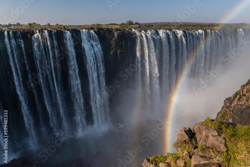Closeup of the Victoria falls  on the Zimbabwe Zambia Border.