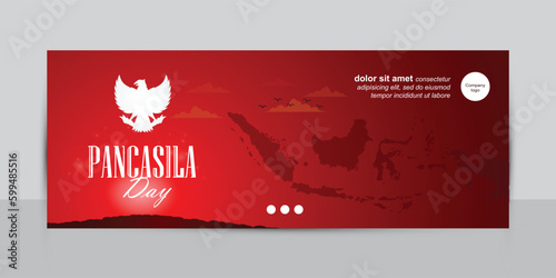 simple Pancasila Day with a red color design landscape size photo